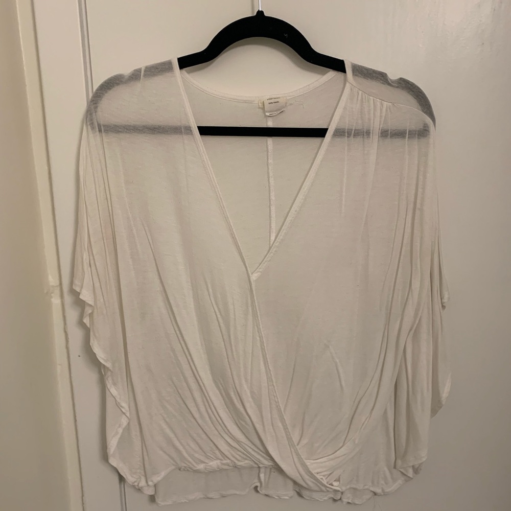 Anthropologie White Wrap Tee - size M